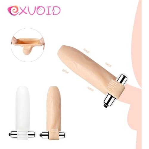 EXVOID Penis Enlargement Sex Shop Reusable Condom Thick Cock Extender Penis Sleeve Vibrator Cock Vibrating Ring Sex Toys for Men