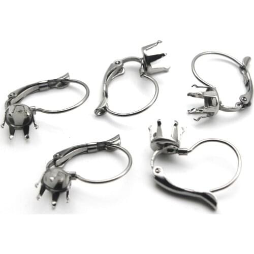 Stainless Steel French Earring Hooks 4 5 6 8 10mm Claw Earrings Setting Blank Base DIY Earring Ear Wire Jewelry Making Findings