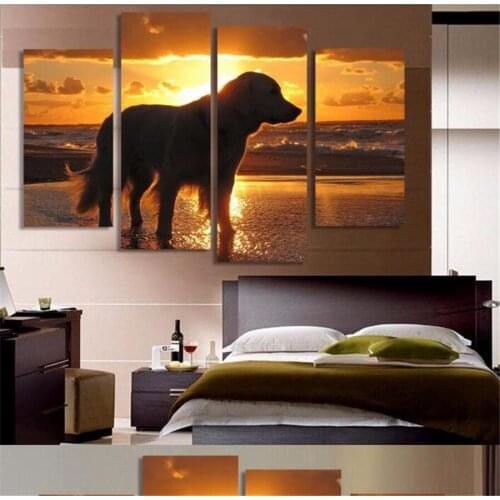 Hot Sell Painting Dog seascape Painting On Canvas Lovely Animal Paintings For Living Room Home Decorations High Quality