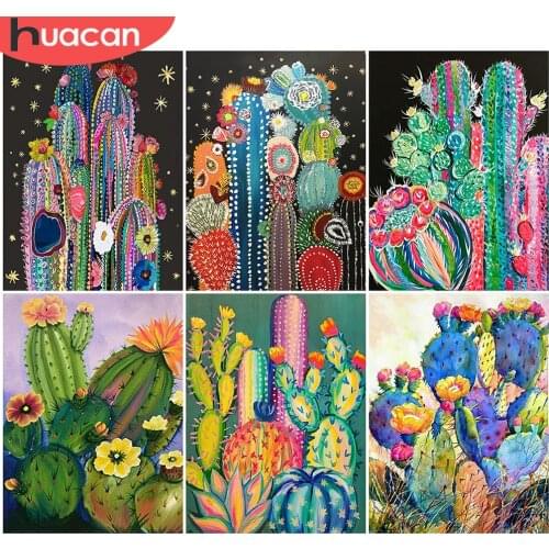 HUACAN 5D DIY Diamond Painting Cactus Full Square New Arrival Diamond Embroidery Flower Cross Stitch Handicraft Home Decoration