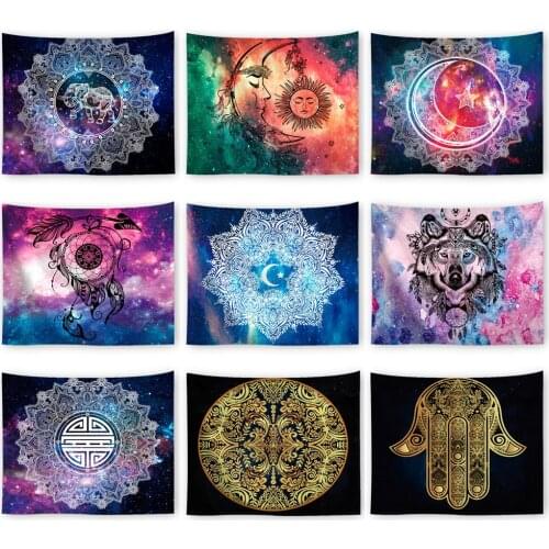 Indian Mandala Tapestry Wall Hanging Starry Sky Large Tapestries Sun Moon and Star Wall Decor Home Decoration Accessories