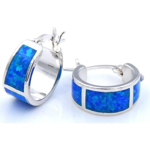 Graceful Blue Fire Opal Hoop Earrings for Women