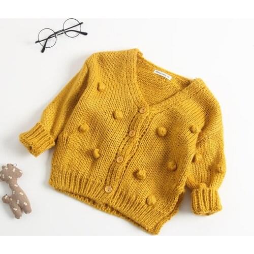 Pudcoco Newest Fashion Autumn Newborn Baby Girl Clothes Knitted Cardigan Sweater Fuzzy Ball Coat Jacket Warm Outerwear Clothes