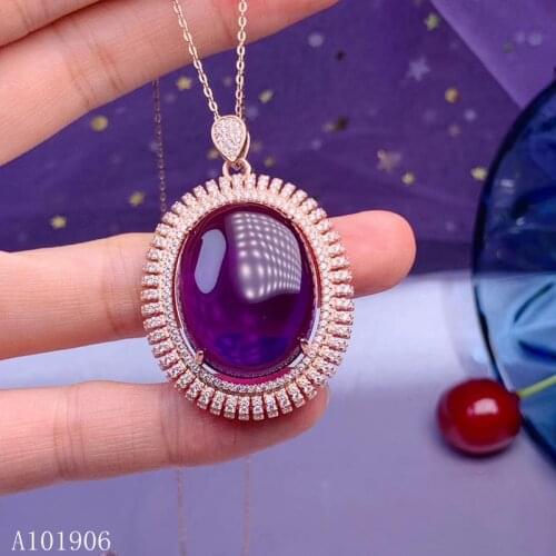 KJJEAXCMY Fine Jewelry 925 sterling silver inlaid amethyst gemstone female pendant + necklace new luxury