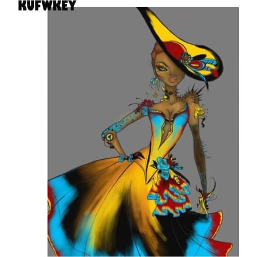 Resin square diamond mosaic wearing hat cool female model diamond painting cross stitch 5D DIY diamond embroidery cute girl gift