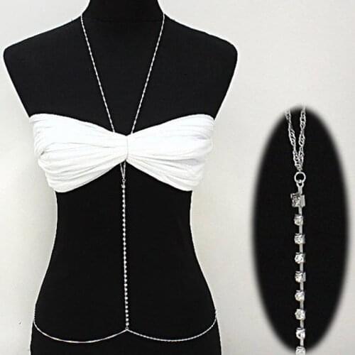 Fashion hot sale lady women body necklace jewelry brief rhinestone belly chain sexy bikini body chains bohemian body jewellery