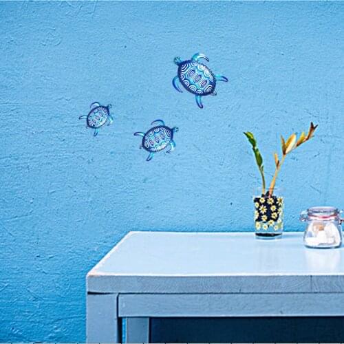 Blue Sea Turtle Metal Wall Art Turtles Ornament Colorful Decorative Accents for Home Garden Wall Plaque Indoor Outdoor