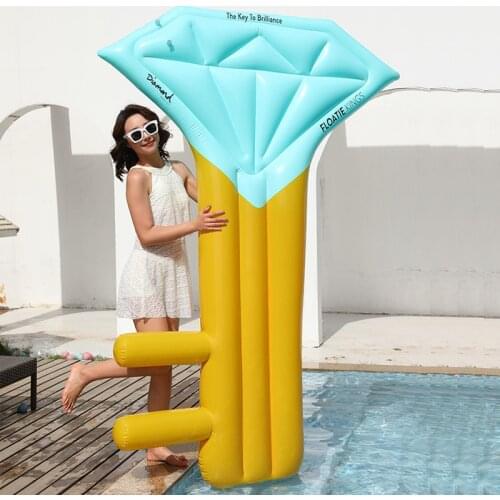 New Arrival Thickend Key Diamond Shape Pool Float Inflatable Air Mattress for Adult Floating Bed Summer Beach Party Water Toys