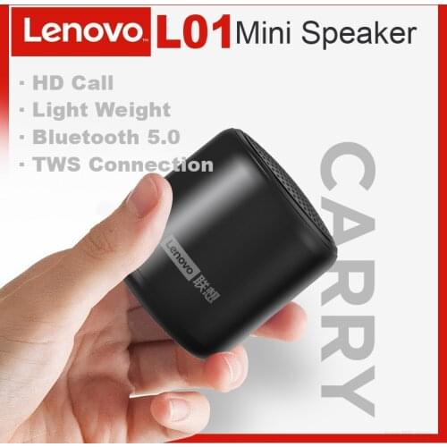 Original Lenovo L01 Bluetooth Speaker Portable Outdoor Loudspeaker Wireless Mini Column 3D Stereo Music Surround Bass Box Mic