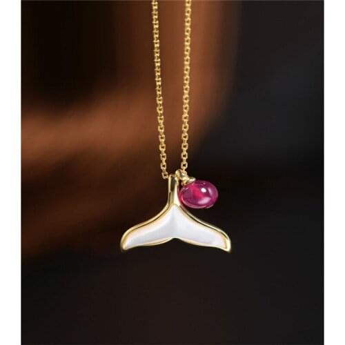 DAIMI Plain Ruby Pendant Female Heaven Genuine S925 Silver Color Treasure Necklace Gift Customization