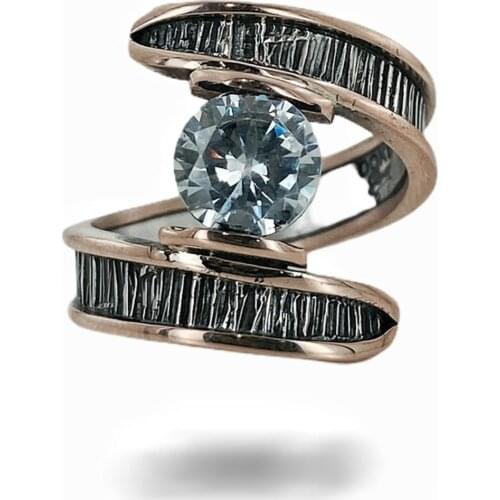 Hand Production Ivy Zircon Stone 925 Sterling Silver Ring