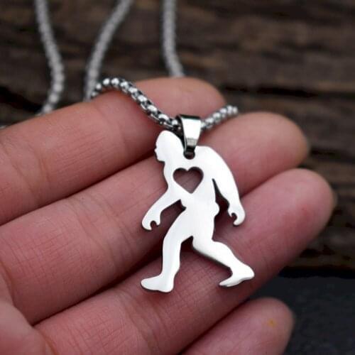 SanLan 10pcs stainless steel love bigfoot necklace heart jewelry camping