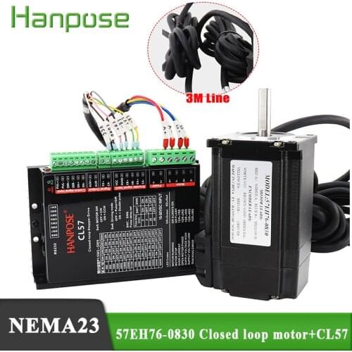 Free shipping NEMA23 Step-servo motor 4.0A 2.2N.m Stepper Motor 57EH76-0830 + CL57 Closed Loop Servo Driver CNC Controller Kit