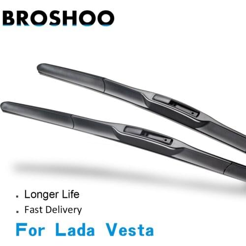 BROSHOO Car Natural Rubber Windscreen Wiper Blades For Lada VESTA 2011 2012 2013 Fit Standard Hook Arm Auto Accessories Styling