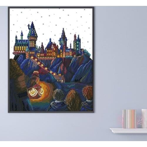 Stamped Cross Stitch Kits Pre-printed Embroidery Cloth - Castle Pattern