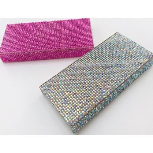 Rhinestone Custom Packaging 10pcs Plastic Acrylic Case With Tray Wholesale Mink Lashes Private Label Logo Packing Box Empty Case