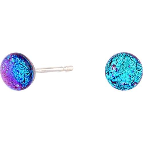 DARK DIAMOND®-Dichroic Crystal earring small size, assorted colors, in 925 sterling silver. Handmade in Spain
