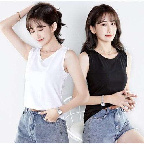 2020 Summer New Cotton tops women tank Top round Neck V-neck Sexy L Bottoming T Shirt ropa mujer tshirt pokemon