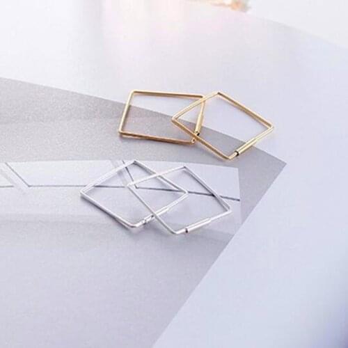 Personality Silver Color Metal Big Square Basketball Wives Earrings For Women Exaggerated Jewelry Wholesale