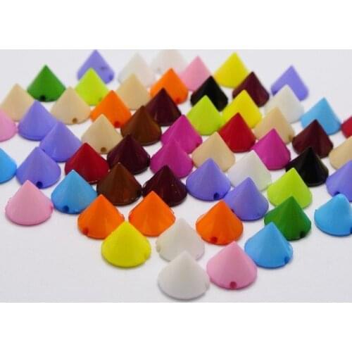 100 pcs Mixed Bubblegum Color Acrylic Rock Punk Faceted Spike Stud Beads -10X8mm fashion diy Accessories F0178