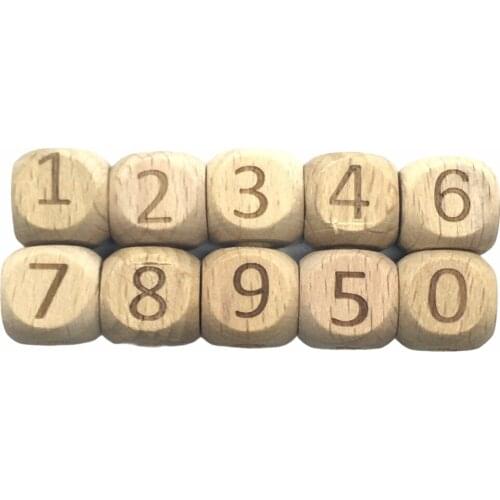 100pcs Natural Organic Beech Wood Arabic Numbers Beads Spacer