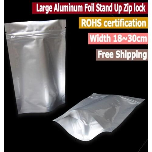 20 pcs Mylar Aluminum Foil Standing Pouches Free Shipping Smell Proof Bags Width From 18cm to 35cm Food Storge Stand Up Bag