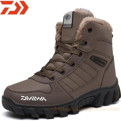 2021 Winter DAIWA Fishing Shoes Mens Outdoor Plus Velvet High-top Snow Cotton Shoes Fishing Shoes Non-slip Warm Fishing Shoes