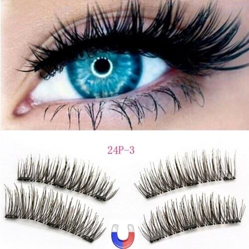Makeup 3D magnetic False eyelashes 1pair/4pcs Natural Soft Individual Extension Long Black No Glue False lashes Free shipping