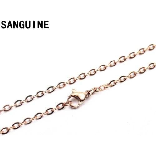 5pcs/lot Stainless Steel Lobster Clasp Chain Rose Gold Classic Chains 50cm Necklace For Floating Locket Women Jewelry