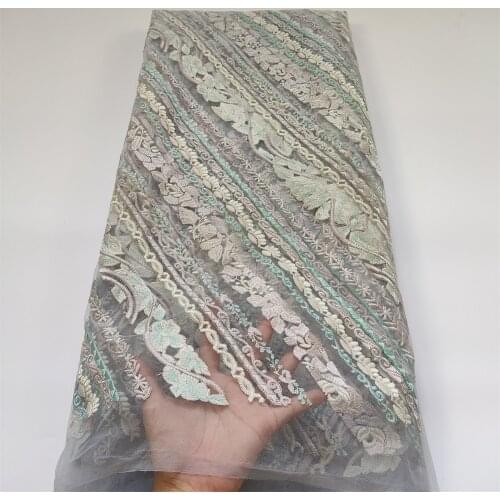 Embroidery African Lace Fabric 5 Yards High Quality French Tulle Lace Fabric Nigerian Lace Fabric For DIY Sewing WH0909