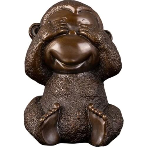 ArtsHom HD049 Home decoration bronze metal wild animal funny monkey sculpture Bronze Monkey Figurines For Gift