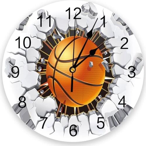Basketball Wall Crack 3D Wall Clock Modern Design Living Room Decoration Kitchen Clock Art Wall Watch Home Decor