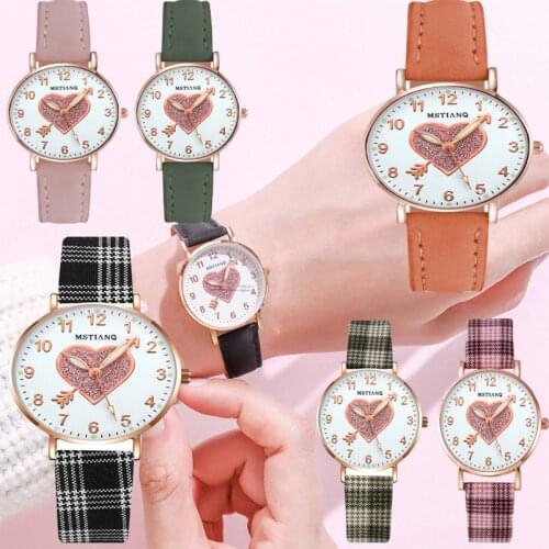 2021 New Watch Women Simple Vintage Small Watch Leather Strap Casual Sports Wrist Clock Dress Womens watches Reloj mujer