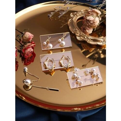 Acrylic Earrings Display Card Transparent Earrings Display Holder Copper Plate Jewelry Tray