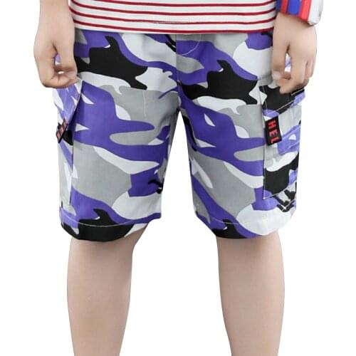 Kids Boys Sport Shorts Fashion Breathable Summer Camouflage Geometry Print Shorts Elastic Waistband Dungarees Cargo Pants Shorts