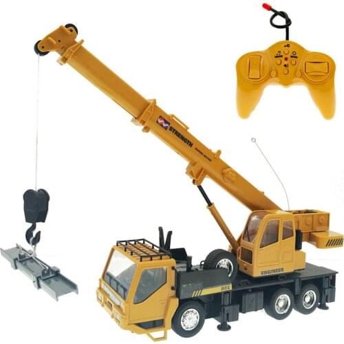 Kids 1:24 Remote Control Truck Crane Toys Rechargeable RC Lift Simulation Engineering Crane Childrens Toy Model Rc Car Gift