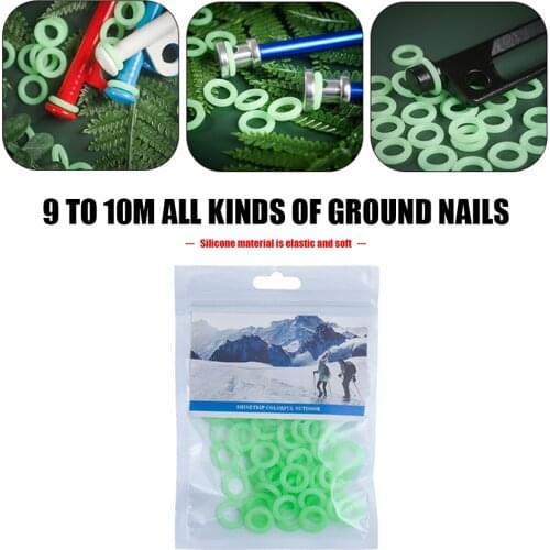 20/50pcs Nail Fluorescent Rings Multifunctional Silicone Tent Nail Luminous Ring for Outdoor Camping Tent Accessories