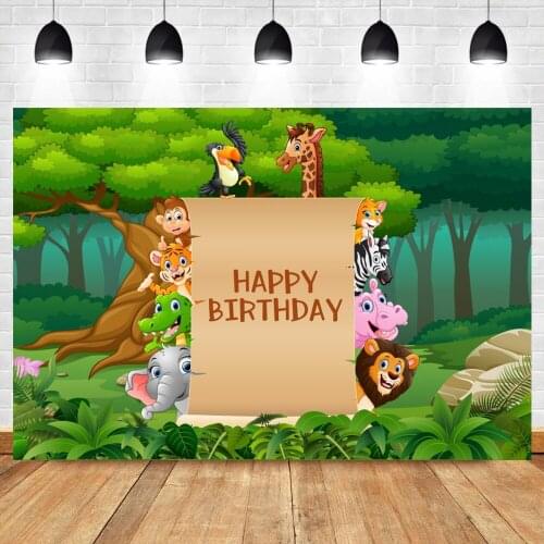 Jungle Safari Party Child Birthday Photo Backdrop Cartoon Animals Baby Shower Customized Poster Pattern Photography Background