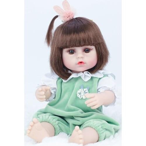 Imitation baby doll enamel body rebirth doll childrens girl gift toy 39cm doll skirt family toy