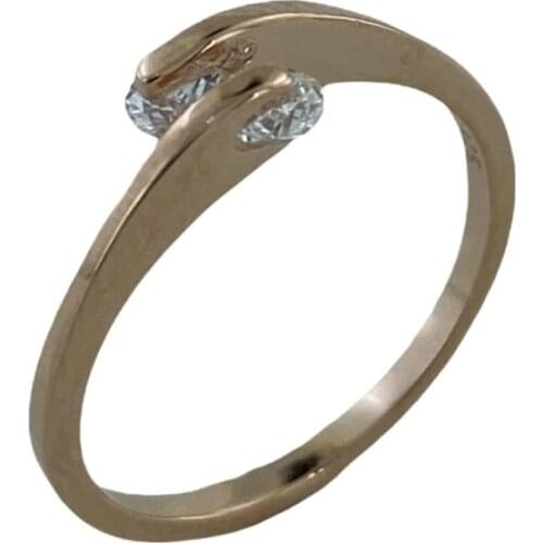 Tiny Two Zircon Stone Love Ring 925 Sterling Silver Ring