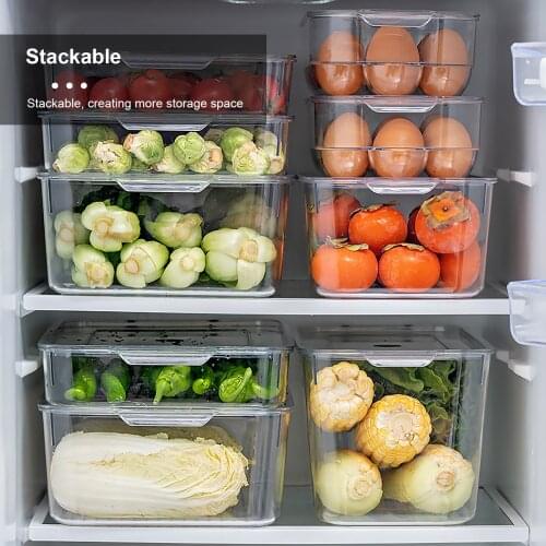 Refrigerator Food Storage Containers With Lid Transparent Box Storage Egg Refrigerator Organizer Vegetables Fruits Cans Storages