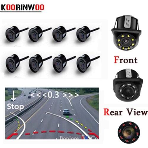 Koorinwoo Parktronic Dynamic Trajectory Car Rearivew Camera Car parking sensors 8 Probes Alarm Front fort Camera Reverse Alarm