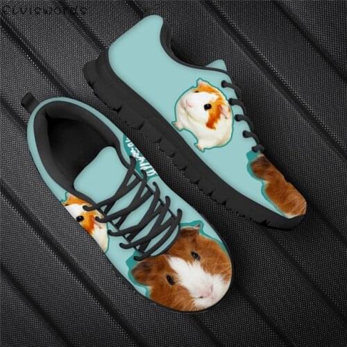 ELVISWORDS Cute Hamster 3D Prints Brand Design Leisure Lace Up Sneakers for Women Ladies Breathable Walking Shoes zapatos mujer