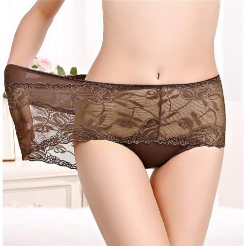 Deruilady Summer Women Panties Mid-Rise Seamless Transparent Lace Underwear Women Comfortable Modal Panties Women Sexy Panties