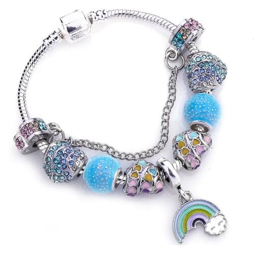 Summer Series High Quality Charm Bracelet Bangles for Women With Rainbow of Love Beads Brand Bracelet Fashion Jewelry