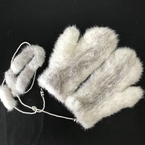 Magicfur - 1PCS Real Mink Fur Mittens Warm Gloves Real Fur knitted Womens Glove