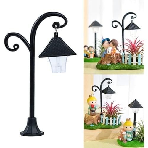Mini Street Light Model Railway Train Lamp Post Lights Outdoor Pathway Lantern Post for Doll House Micro Landscape Fairy