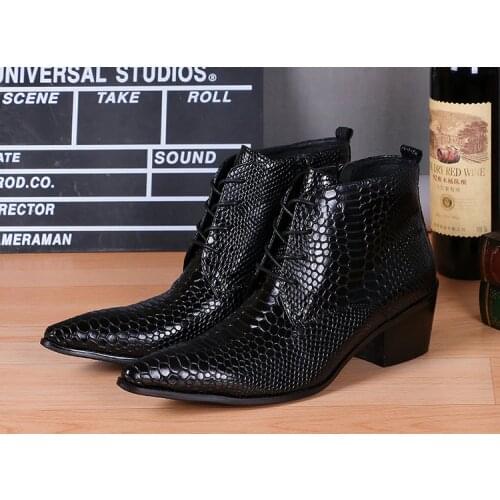 Botas militares western cowboy boots mens black python skin work shoes men ankle boots flats tactical boots winter footwear