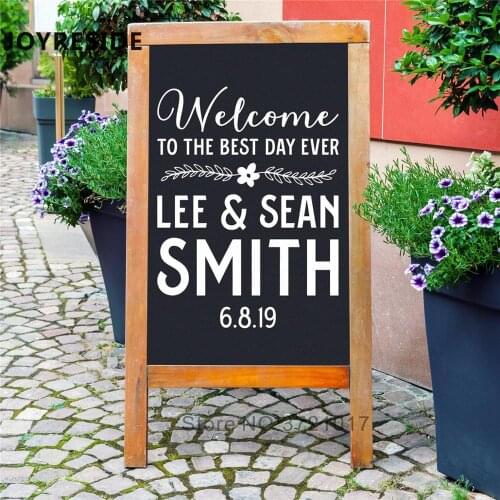 Welcome To The Best Day Wall Sticker Wedding Decoration Sticker Custom Names Date Love Wall Decal Sweet Flower Pattern M177