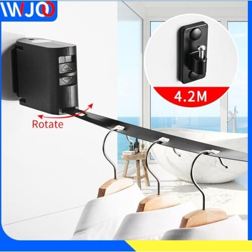 Indoor Invisible Clothesline with Hanger Hole Retractable Clothesline Rope Drying Rack Wall Mount Balcony Laundry Clothes Line